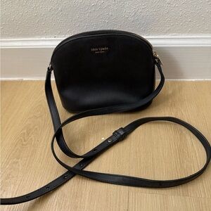 Kate Spade Black Leather Crossbody Bag with Gold Logo